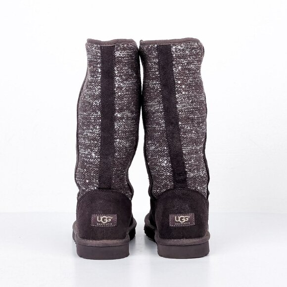 UGG Women Camaya Grey Suede Sequin Knit Slip-on Winter Boots sz 8 - Picture 3 of 9